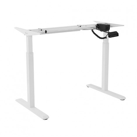 Brateck 2-Stage Single Motor Electric Sit-Stand Desk Frame with button Control Panel-White Colour (FRAME ONLY); Requires TP18075 for the Board