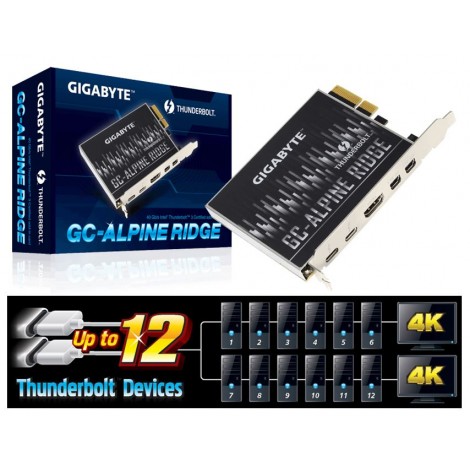Gigabyte Alpine Ridge V2 Dual Thunderbolt 3 Card for H270 Z270 Z370 X299 Series 3 Ports USB-C 40 Gb/s DisplayPort 1.2 4K Daisy-chain up to 12 Devices
