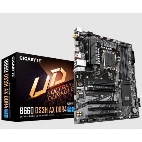 Gigabyte B660 DS3H AX DDR4 Intel LGA 1700 ATX Motherboard, 4x DDR4 ~128GB, 1x PCI-E x16,1 x M.2,4 x SATA 6Gb/s