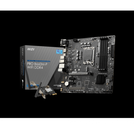 MSI PRO B660M-P WIFI DDR4  Intel LGA 1700 mATX Motherboard 4x DDR4~128GB,1x PCIe 4.0 x16,4x SATA 6Gb/s,1x M.2 ,5x USB 3.2