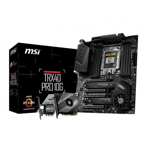 MSI TRX40 PRO 10G ATX MB TR4 AMD ThreadRipper 3 8xDDR4 5xPCIe 2xM.2 RAID 2xIntel GbE LAN WiIFi BT CF/SLI 13xUSB3.2 4xUSB2.0 8xSATA RGB (LS)