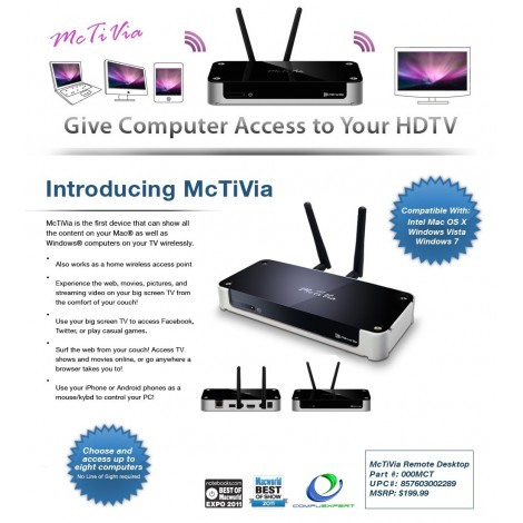McTiVia Wireless Network Streamer PC or Mac to TV