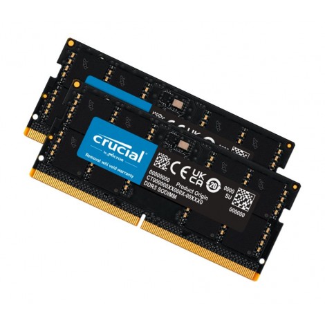 Micron (Crucial) CT2K32G56C46S5 Crucial 64GB (2x32GB) DDR5 SODIMM 5600MHz CL46 Notebook Laptop Memory