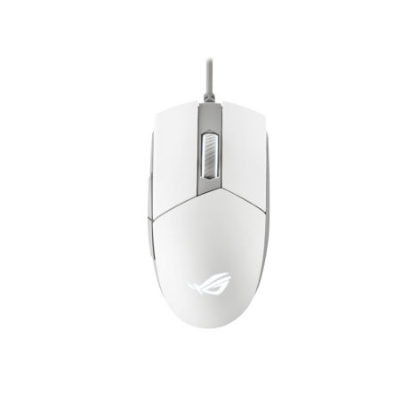 ASUS ROG STRIX IMPACT II MOONLIGHT WHITE Ambidextrous style ergonomics gaming mouse featuring 6,200-dpi optical sensor, push-fit switch-socket RGB