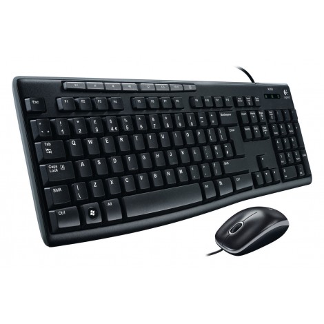 Logitech 920-002693 MK200 USB Media Keyboard and Mouse Combo - 1000dpi USB Full-size Keyboard, Thin profile, play/pause, volume, the Internet, e-mail