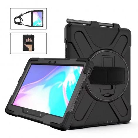 USP HDTA4P Rugged Samsung Galaxy Tab Active5 Pro/Tab Active4 Pro/Tab Active Pro (10.1") Case Black - Built-in-Kickstand,Adjustable Hand Strap,3 Year Warranty