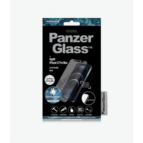PanzerGlass Edge-to-Edge CaseFriendly Swarovski CamSlider Screen Protector For Apple iPhone 12 Pro Max-Black-Shock Resistant,100% Touch