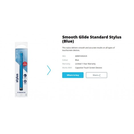 Targus Smooth Glide Stylus with Rubber Tip/Compatible with all Touch Screen Surfaces/Reduces Smudges, Streaks and Fingerprints - Blue