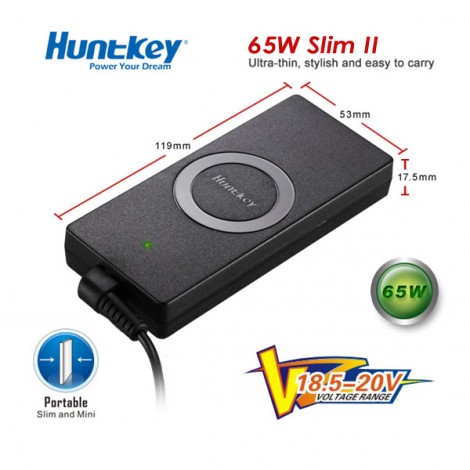 Huntkey Universal Laptop Adapter Slim New Edition 65W  (HKA06519533-8L)