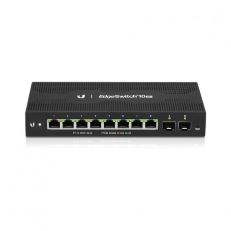 Ubiquiti Edgeswitch 10X - 8-Port Gigabit Switch 2 SFP Ports- 24v Passive PoE In and Out (All Ports) - 20Gbps Switching Capacity