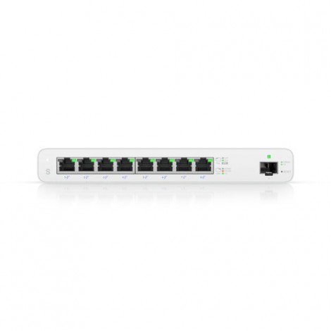 Ubiquiti UISP Switch, 8-Port GbE Switch w/ 27V Passive PoE, For MicroPoP Applications, 110W PoE Budget, Fanless, Layer 2 Switching,