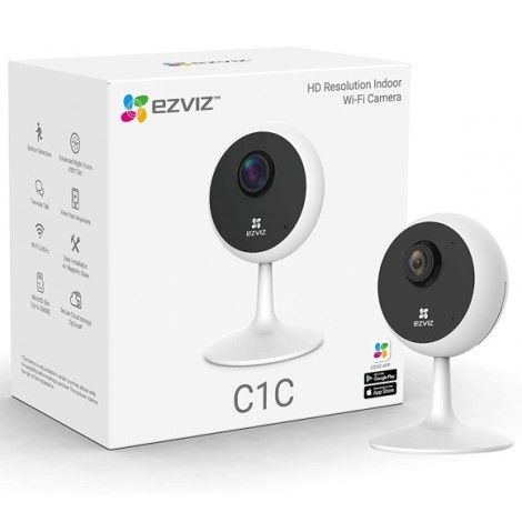 EZVIZ C1C IP Camera, HD Resolution Indoor Wi-Fi Camera, Infrared Night Vision, Two-Way Talk, Support MicroSD Card (up to 256 GB), Smart App, Cloud