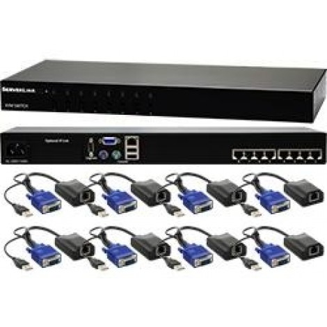 ServerLink 8 Port CAT 5 KVM Switch-VGA USB & PS/2 w/8 x USB/VGA CAT5 Dongles