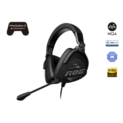 ASUS ROG DELTA S ANIMATE Gaming Headset, USB-C, Lightweight, Customisable AniMe Matrix Display On Cups, Hi-Fi ESS 9281 Quad DAC, MQA, PC, PS5, Switch