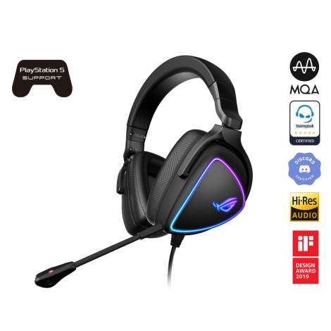 ASUS ROG Delta S Lightweight USB-C Gaming Headset with AI noise-canceling mic, MQA rendering technology, RGB lighting, PC, Switch & PS5