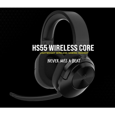 Corsair HS55 Core Carbon Wireless & Bluetooth, PS5, Box X, Switch. Discord Certified, Ultra Comfort Foam Gaming Headset