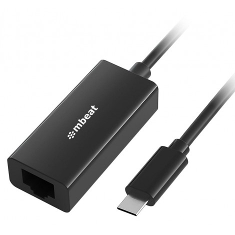 MBEAT MB-CGL-1K USB-C Gigabit Ethernet Adapter - Black Fast and secure RJ45, up to 1000Mbps speed. Plug-and-play Compact and lightweigh Weight: 23g