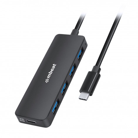 MBEAT MB-C3H-5K 4-Port USB-C Hub with USB-C DC Port Compact and Portable Design Flexible Device Connectivity Data Transfer Speed: 5Gbps Weight: 30g