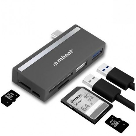 mbeat  Essential聽 5-IN-1 USB- C Hub ( USB hub 2.0, 3.0, SD/TF Card Reader Supports SDXC, MicroSDXC)