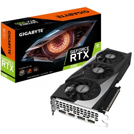 Gigabyte nVidia GeForce RTX 3060 GAMING OC 12G 1.0 GDDR6 Video Card, PCI-E 4.0, 2x DP 1.4a, 2x HDMI 2.1, RGB Fusion 2.0 (LS)