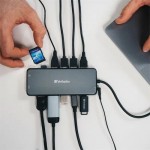 Verbatim 32154 USB Type C Docking Station for Monitor - Charging Capability - Memory Card Reader - SD - 3 Displays Supported - Full HD, 4K - 1920 x 1080, 3840 x 2160 - 7 x USB Ports - 2 x USB 2.0 - 5 x USB Type-A Ports - USB Type-A - 2 x USB Typ - Image 9