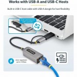 StarTech U2GA-USB-C-ETHERNET 2.5GbE USB-C to Ethernet Adapter with USB-A Converter, NBASE-T NIC, USB 3.0 Type-C 2.5/1G Multi Speed Network, USB 3.1 RJ45 - 2.5GbE NBASE-T USB-C to Ethernet Adapter w/USB-A Converter; Securely connects to networks  - Image 4
