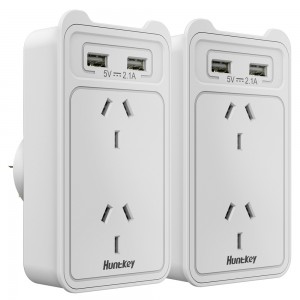 HUNTKEY PSUHUNSAC207TWIN SAC207 SMART WALL CHARGER with 2 AC and 2 USB combined 2.4A (TWIN PACK)