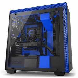 NZXT H700i Smart Matte Black/Blue ATX Case, T/G Side Window, No PSU
