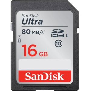 SanDisk 16GB Ultra SD Card SDHC UHS-I 80MB/s Video Camera DSLR Memory Card SDSDUNC-016G