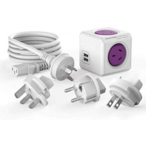 ALLOCACOC POWERCUBE ReWirable 2xUSB + 2x OUTLETS + IEC cable in PURPLE