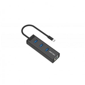 Volans VL-HJ45-C Aluminium USB-C to 3-Port USB3.0 Hub + RJ45 Gigabit Ethernet Adapter