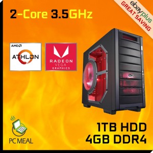 AMD Dual Core Athlon 3000G 3.5GHz Gaming Computer 4GB 1TB Radeon Vega3 Desktop PC