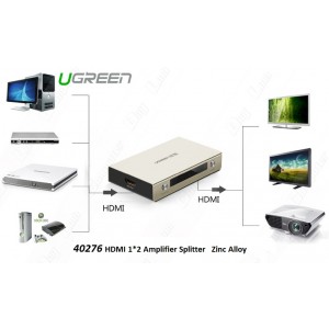 UGREEN 6957303842766 40276 1x2 HDMI Amplifier Splitter - Zinc Alloy