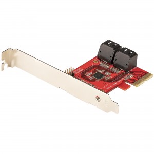 StarTech 4P6G-PCIE-SATA-CARD SATA Controller - Serial ATA/600 - PCI Express 3.0 x4 - Plug-in Card - 4 Total SATA Port(s) - 4 SATA Port(s) Internal - PC, Mac, Linux - Windows 7, Windows 8, Windows 8.1, Windows 10, Windows 11, Windows Server 2012 R2, Window