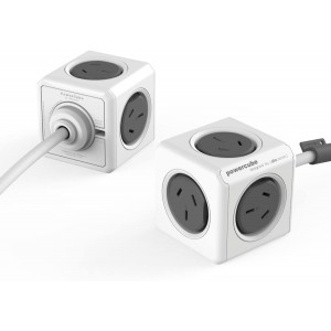 ALLOCACOC POWERCUBE EXTENED 5xOUTLETS , 3M  W/SURGE in Grey
