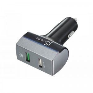 J5create JUPV20 2-PORT USB CAR CHARGER with Qualcomm Quick Charge 3.0 1-port Quick Charge 3.0 max 18w 1-port USB fast charging max 2.4A