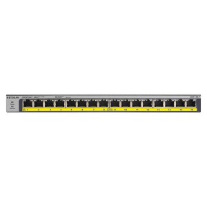 NETGEAR GS116LP 16-Port PoE/PoE+ Gigabit Ethernet Unmanaged Switch with 76W PoE GS116LP-100AJS