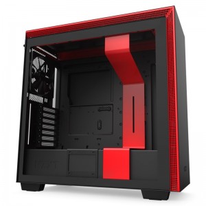 NZXT H710 Tempered Glass Mid-Tower E-ATX Case - Matte Black/Red