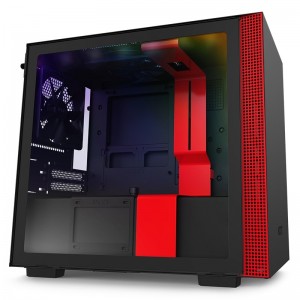 NZXT H210i Smart Tempered Glass Mini-ITX Case - Matte Black/Red