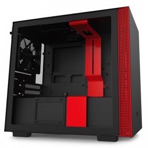 NZXT H210 Tempered Glass Mini-ITX Case - Matte Black/Red
