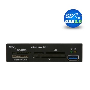 EZCOOL ACREZC1100U3IN 3.5" USB 3.0 All in One Internal Card Reader Full Long Metal with Front USB Black