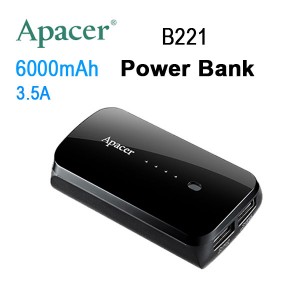 APACER Mobile Power Bank B221 6000mAh Black RP