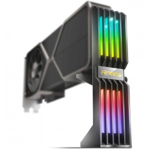 ANTEC AT-GPUH-ARGB-BK RGB GPU Support Bracket, Graphics Card Holder, Addressable RGB 5V 3PIN RGB Connector. Black