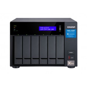 QNAP TVS-672XT-I3-8G 6 Bay NAS ntel® Core� i3-8100T 4-core 3.1 GHz 8GB DDR4 Hot-swappable 2xM.2 2280 PCIe 2xGbE 1x10GBase-T 2xThunderbolt 3 1x3.2USB