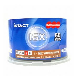 Intact DVD+R 16X Full Print White Top Inkjet Printable 50pcs