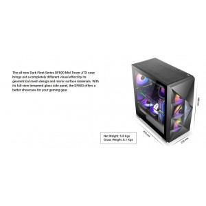 Antec DF800, ATX, Tempered Glass with Preinstalled 1x Rear 120mm Fan. Gaming Case (LS)