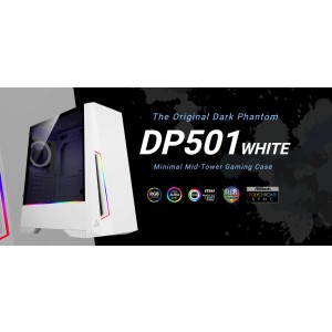Antec DP501 White ATX ARGB Front LED, LED Control, Tempered Glass, 2.5' x 4, 3.5' x 2, 7x PCI.1x 120mm pre-installed Gaming Case. 2 Years Warranty