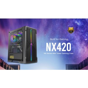 Antec NX420 ATX, m-ATX, ITX, LED Control, HD Audio, Tempered Glass Side, up to Six Fans,  5.25' x 1, 3.5' HDD x 2 / 2.5' SSD x 4 Gaming Case (LS)