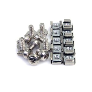 STARTECH CABSCREWM62 100 Pkg M6 Mounting Screws and Cage Nuts for Server Rack Cabinet - Rack Screw, Cage Nut - Stainless Steel - Silver - 100 / Pack