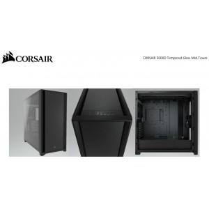Corsair 5000D TG E-ATX, ATX, USB Type-C, 2x 120mm Airguide Fans, Radiator 360mm. 7x PCI, 4x 2.5' SSD, 2x 3.5' HDD. VGA 420mm. Black Tower Case